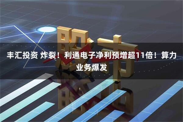 丰汇投资 炸裂！利通电子净利预增超11倍！算力业务爆发